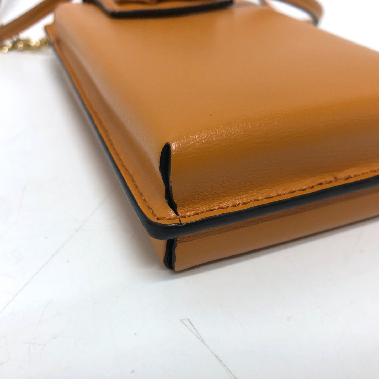 Salvatore Ferragamo Mobile Case Shoulder Bag Orange Brown Orange Goldhardware