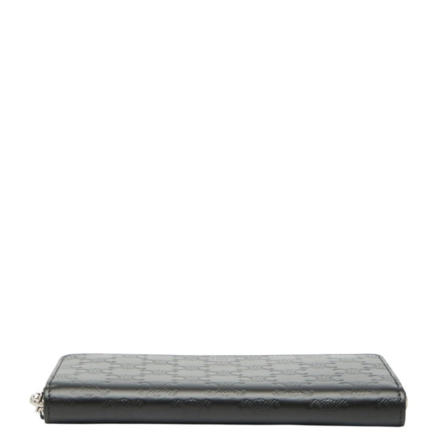 Celine Triomphe Round Zip Long Wallet In Black Leather