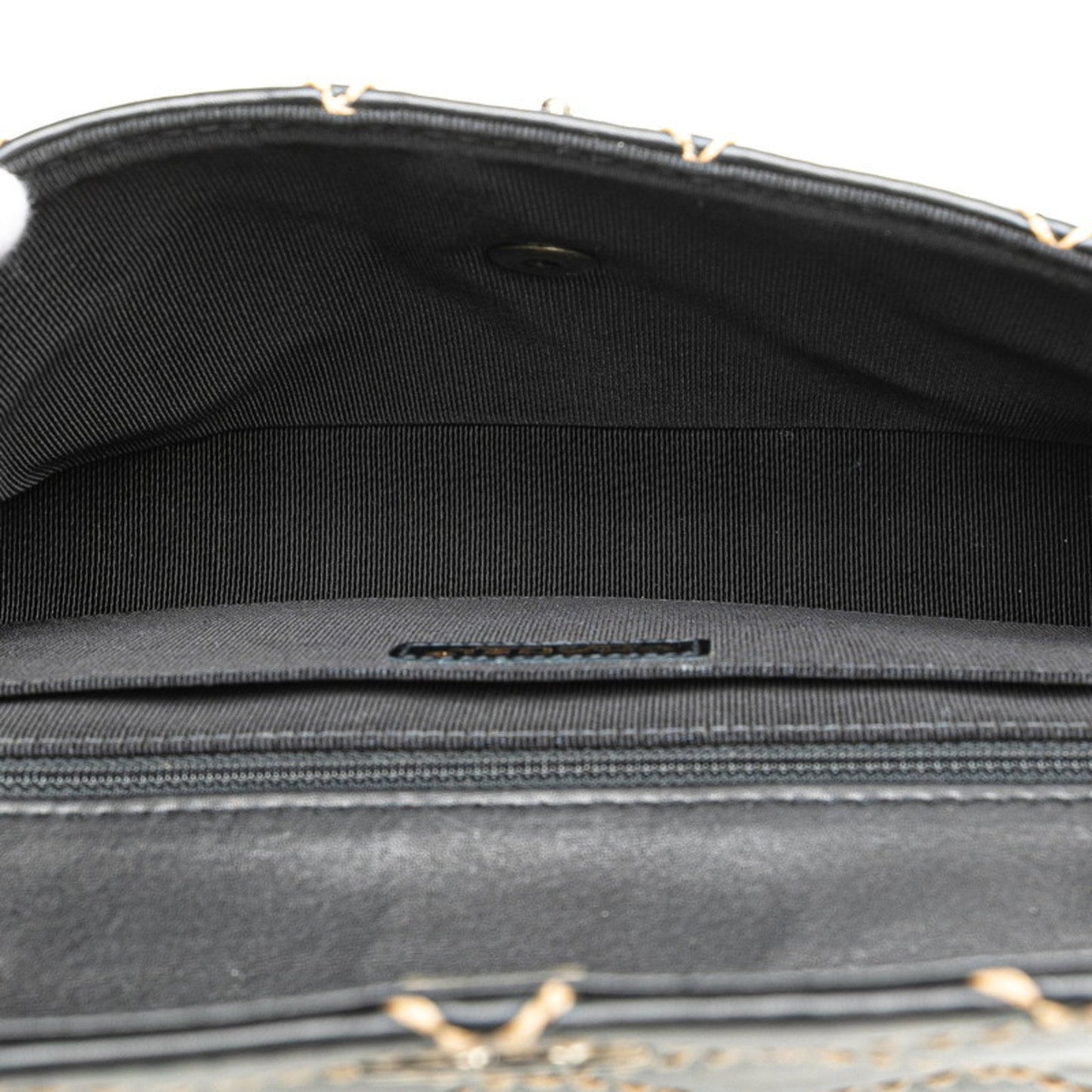 Chanel Coco Mark Wild Stitch Chain Shoulder Bag In Black Lambskin