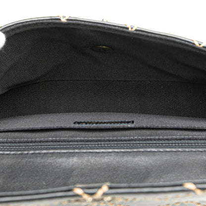 Chanel Coco Mark Wild Stitch Chain Shoulder Bag In Black Lambskin