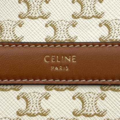 Celine Shoulder Bag Triomphe Round Purse 10G342 Celine White