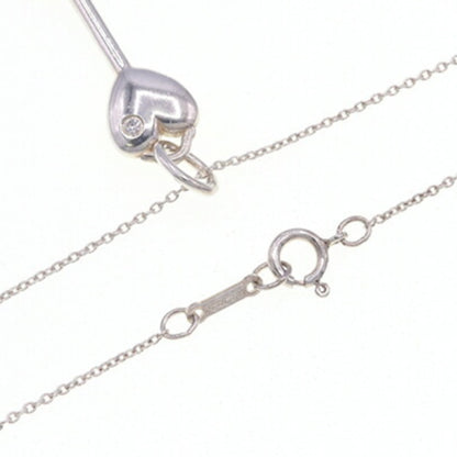 Tiffany Necklace Elsa Peretti Heart Key 1P Diamond Sv Sterling Silver 925 Pendant Choker
