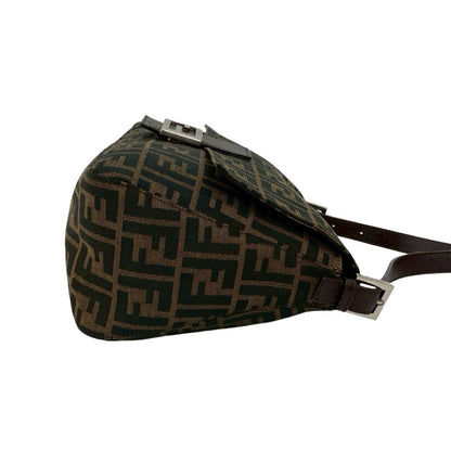 Fendi Mamma Bucket Ff Logo Print Leather Canvas Semi-Shoulder Bag/Handbag Brown 30404