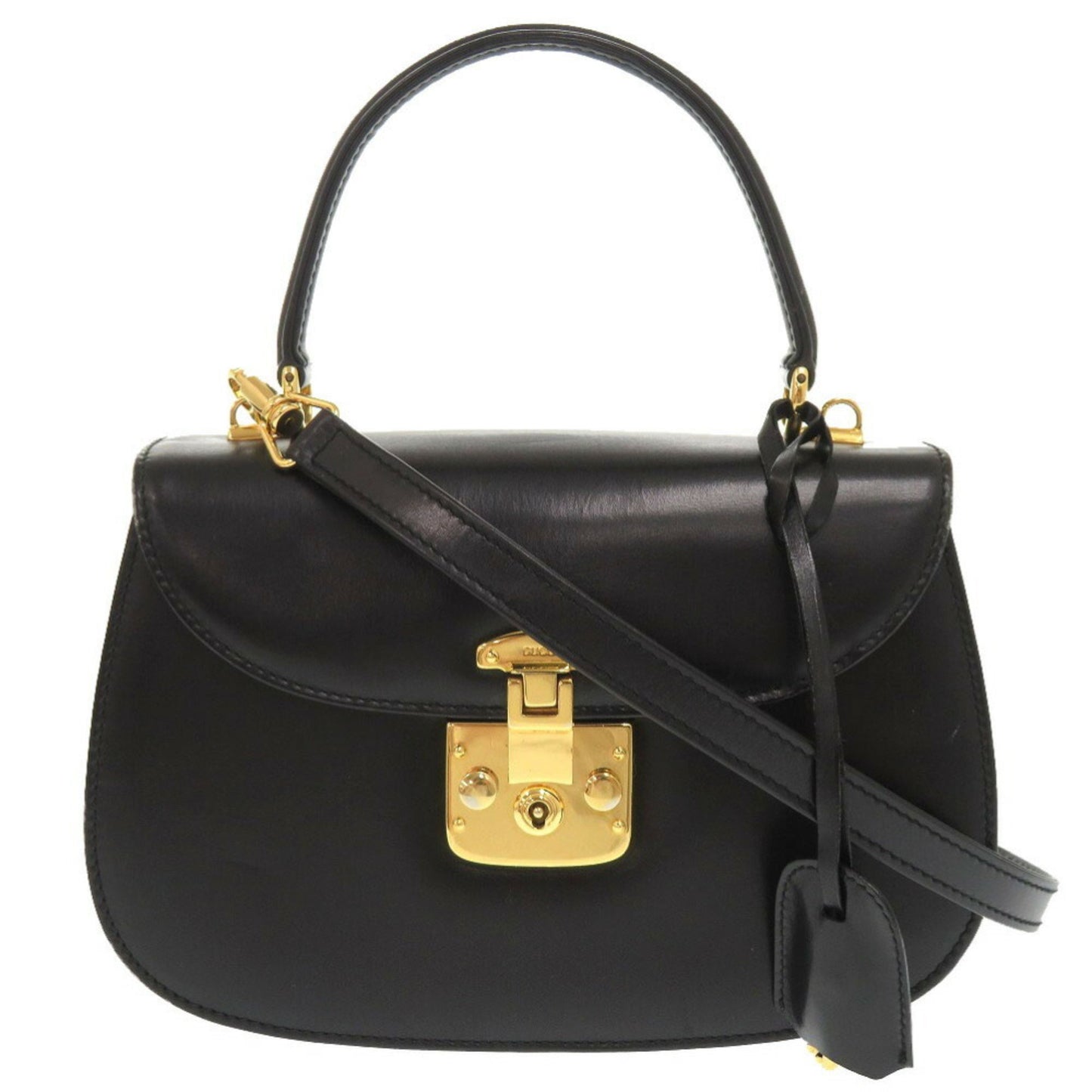 Gucci Ladylock Leather Black 000 46 0210 Handbag 0066 Gucci