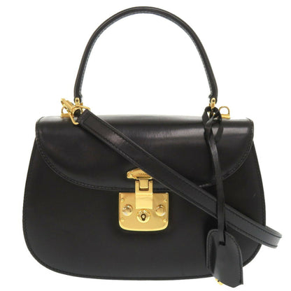Gucci Ladylock Leather Black 000 46 0210 Handbag 0066 Gucci
