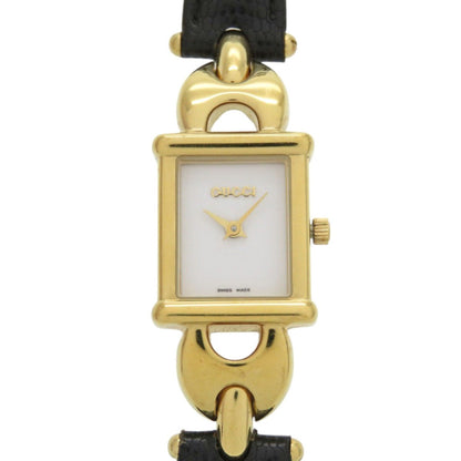 Gucci 1800L Change Strap Gp Embossed Leather White Dial Black Red Quartz Watch 1052 Gucci