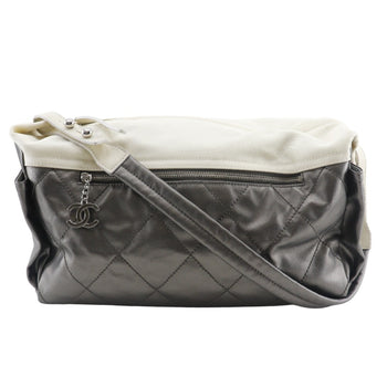 Chanel Paris Biarritz Shoulder Bag Matelasse A34206 Coated Canvas Silver