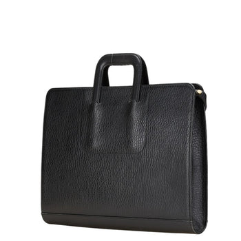 Burberry'S Check Lining Business Bag Briefcase In Black Leather