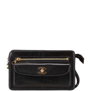 Chanel Coco Mark Clutch Bag Black Lambskin