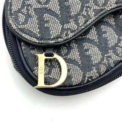 Dior Pouch Navy Blue Canvas Trotter Saddle