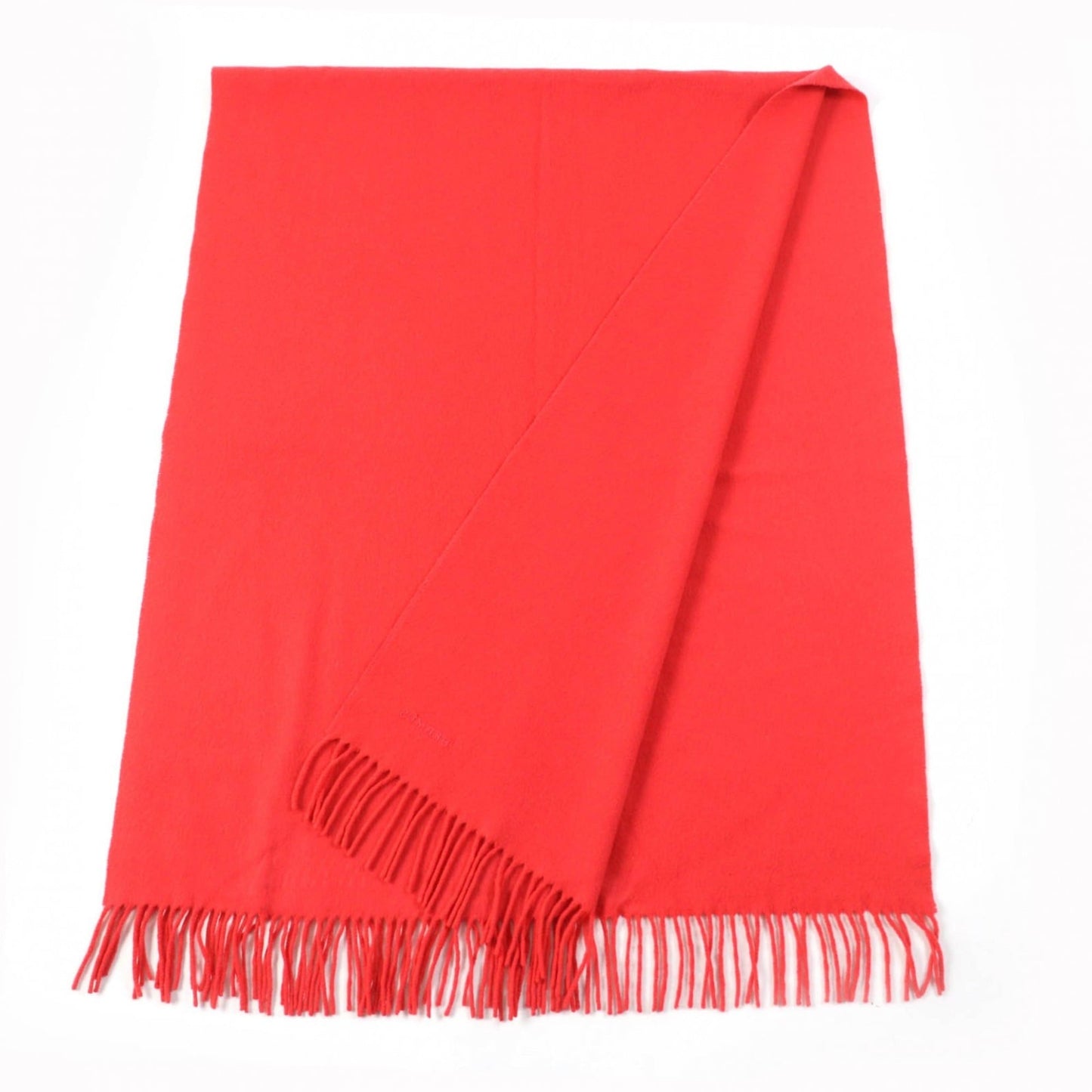 Hermes 100% Cashmere Shawl With Embroidered Logo And Fringe