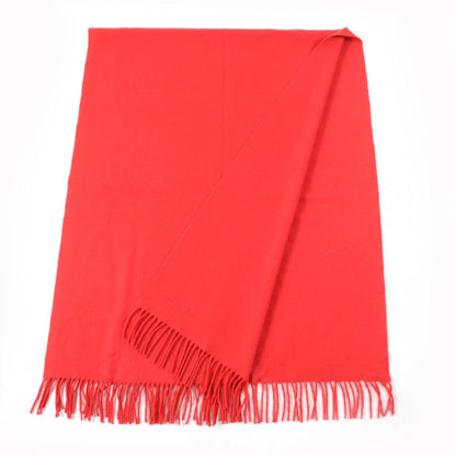 Hermes 100% Cashmere Shawl With Embroidered Logo And Fringe