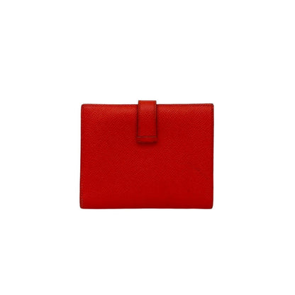 Hermes Bearn Compact Epsom Leather Bifold Wallet Mini Rouge Tomato 35167