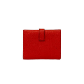 Hermes Bearn Compact Epsom Leather Bifold Wallet Mini Rouge Tomato 35167