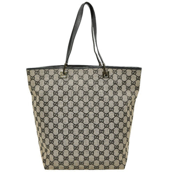 Gucci Gg Canvas Tote Bag Handbag 002 1098 Beige Black Leather