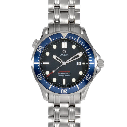 Omega 2221.80 Seamaster 300 Professional Watch Quartz Blue Dial Date Ss Navy