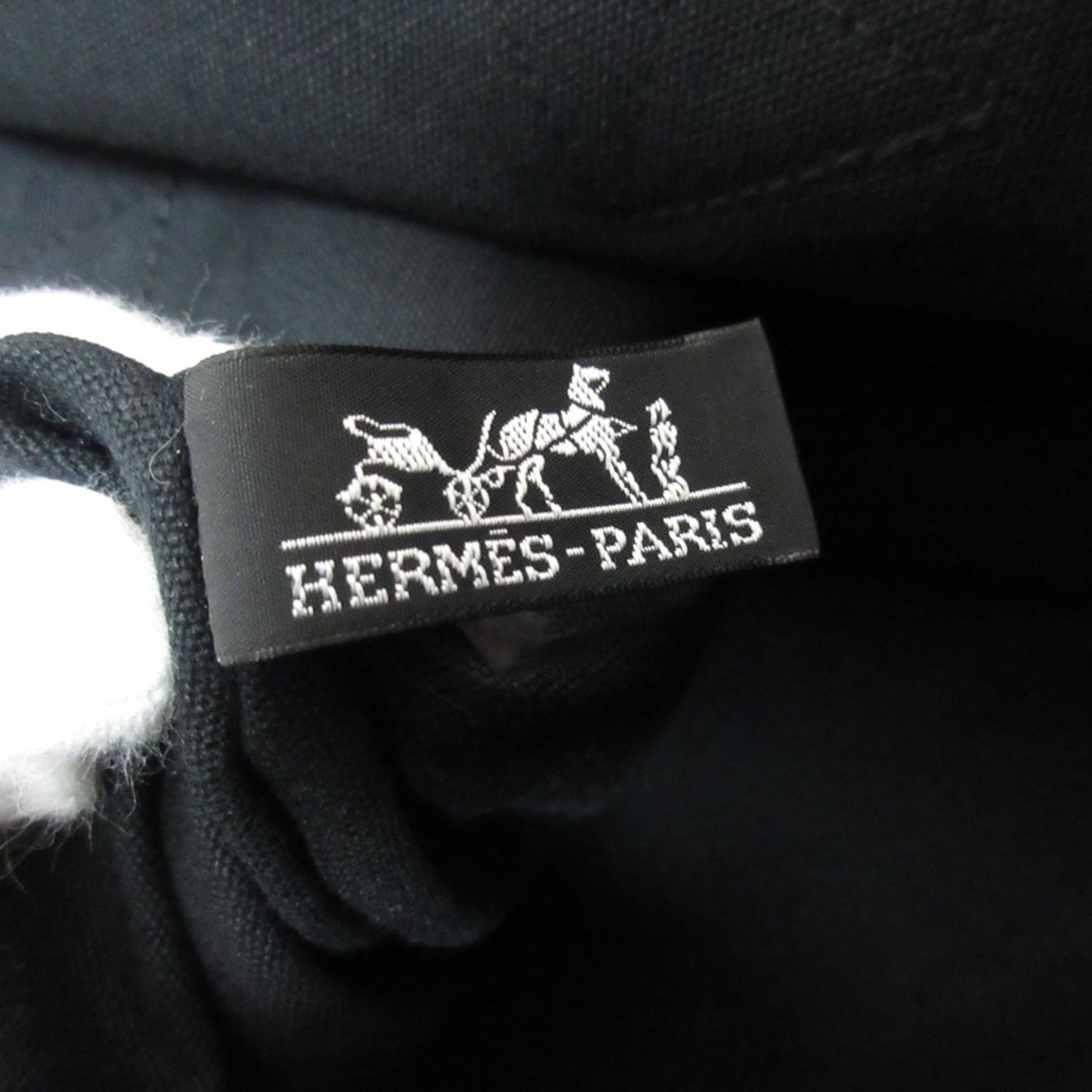 Hermes Hermes Foult Cabas Canvas Tote Bag Black
