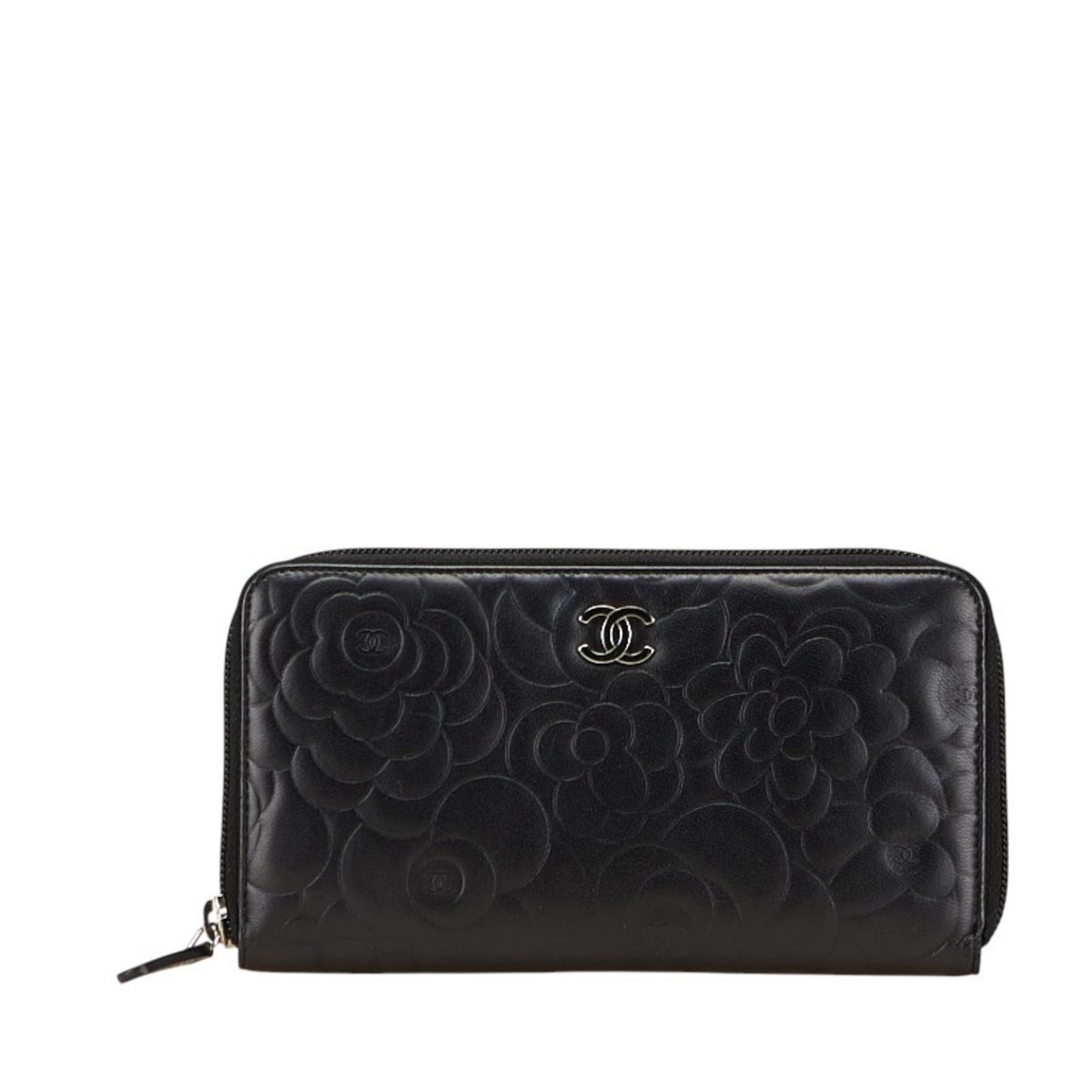 Chanel Camellia Coco Mark Long Wallet With Round Zipper