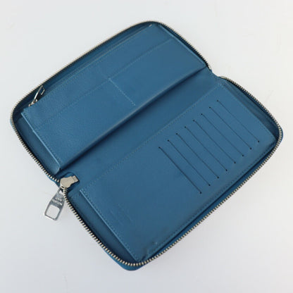 Louis Vuitton Louis Vuitton Zippy Wallet Vertical Long M58411 Taurillon Leather Blue Silver