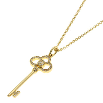 Tiffany Crown Key Diamond Necklace In 18K Yellow Gold