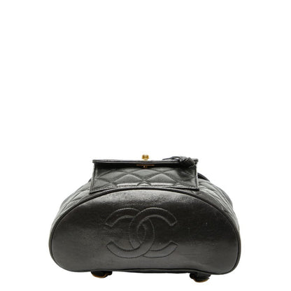 Chanel Matelasse Coco Mark Chain Backpack In Black Lambskin