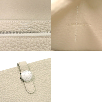 Unused Herms Dogon Compact Taurillon Clemence Beton Bifold Wallet