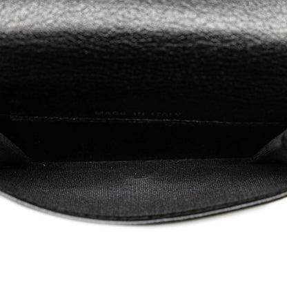 Chanel Camellia Coco Mark Tri-Fold Wallet Compact Black Lambskin