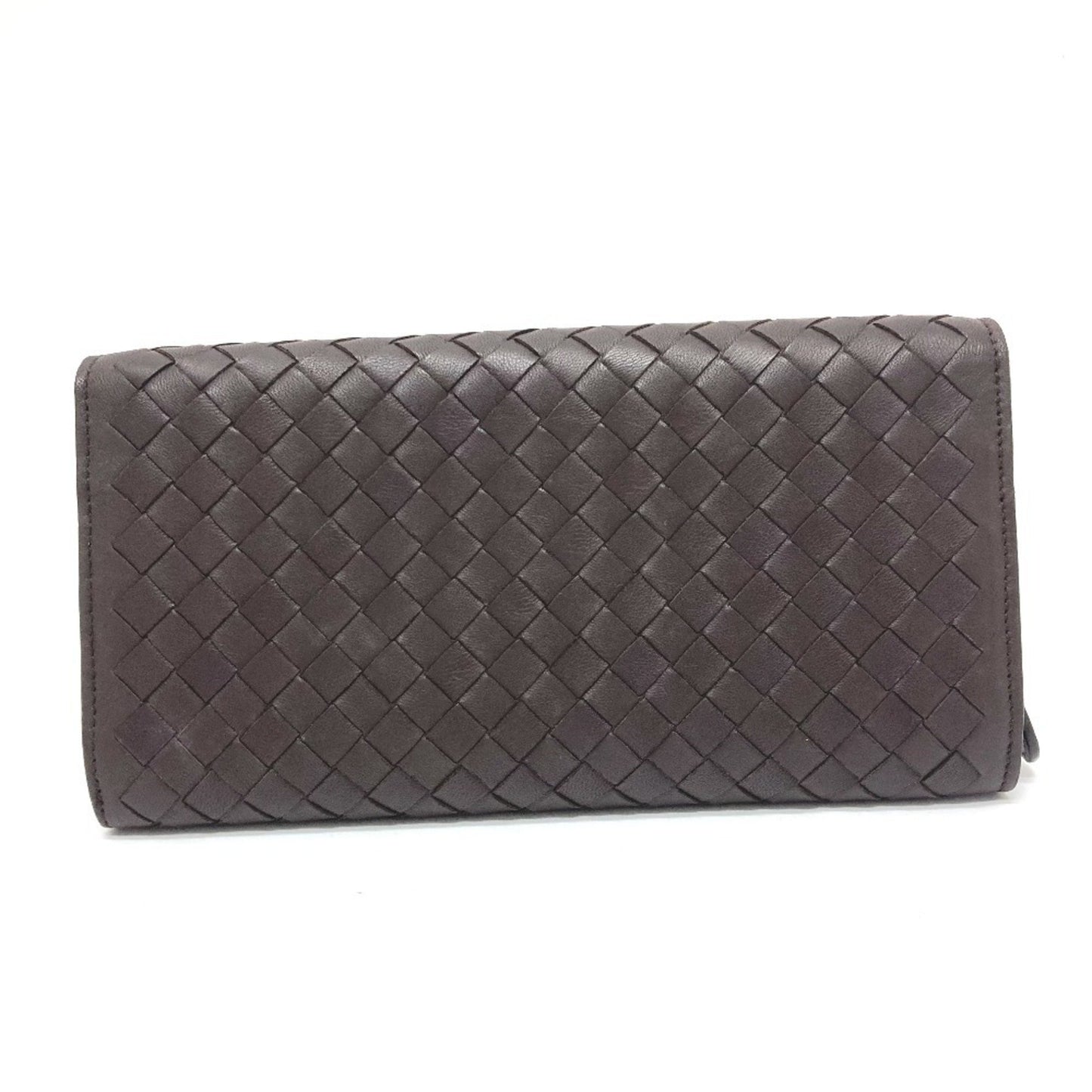 Bottega Veneta 150509 Intrecciato Flap Long Wallet In Brown Leather