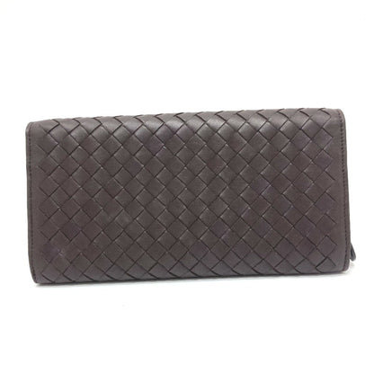 Bottega Veneta 150509 Intrecciato Flap Long Wallet In Brown Leather
