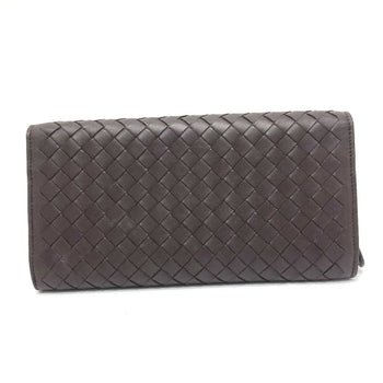 Bottega Veneta 150509 Intrecciato Flap Long Wallet In Brown Leather
