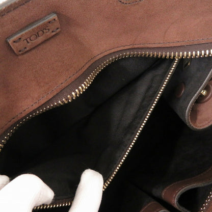 Tod'S Double T Suede Leather Brown Handbag Shoulder Bag 1307Tod'S