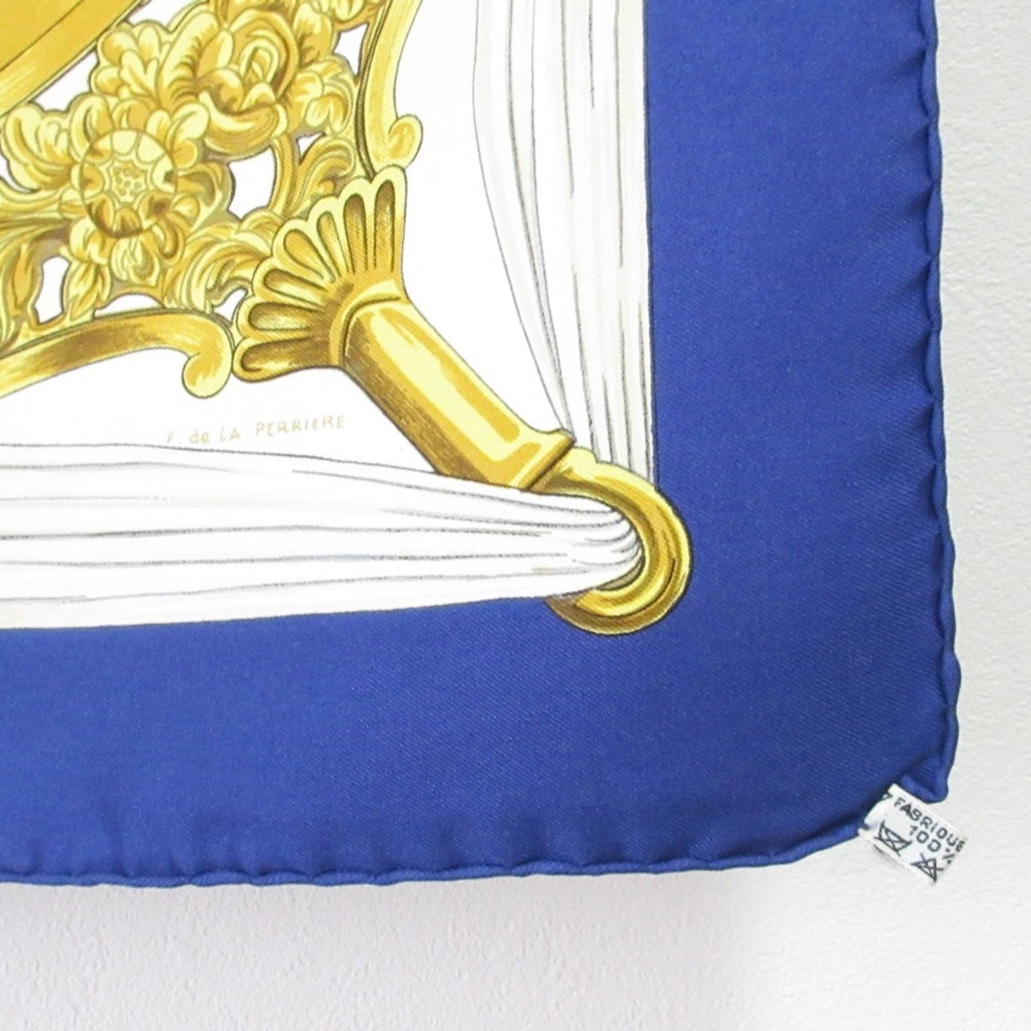 Hermes Carr 90 Etriers Stirrup Silk Scarf/Muffler Blue