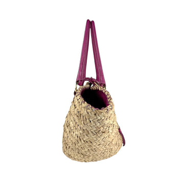 Dolce & Gabbana Shoulder Bag Straw Leather Natural Purple Gold