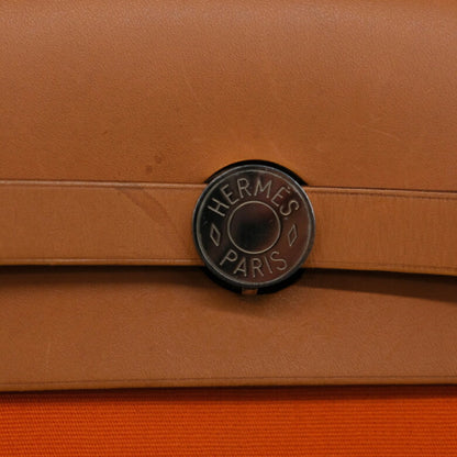 Hermes Hermes Airbag Zip Mm Shoulder Bag Handbag 2Way Toile Officier Leather Orange