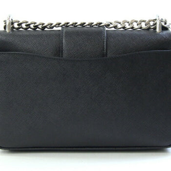 Prada Shoulder Bag 1Bd298 Black Leather Saffiano Chain Crossbody