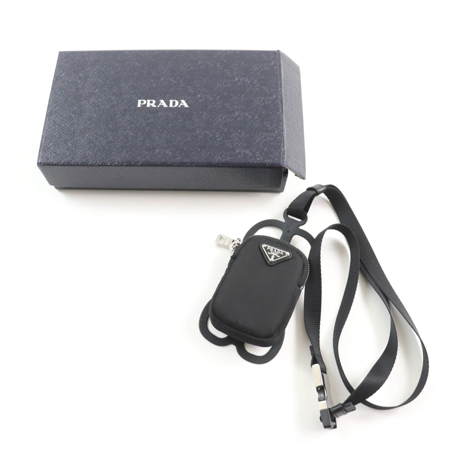 Prada 1Zt016 Renylon Smartphone Case Shoulder Pouch With Triangular Logo Plate