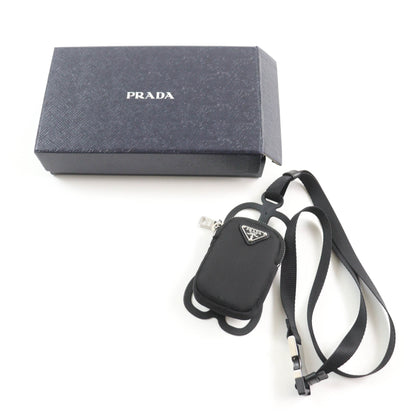 Prada 1Zt016 Renylon Smartphone Case Shoulder Pouch With Triangular Logo Plate