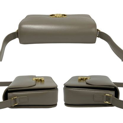 Celine Classic Triomphe Logo Hardware Leather Mini Shoulder Bag Sacoche Greige 68561