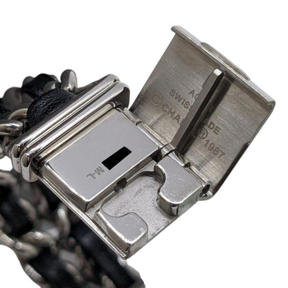 Chanel Premiere Silver Ss Black Dial M-L S Metal Fittings Leather Quartz H0451 Wristwatch