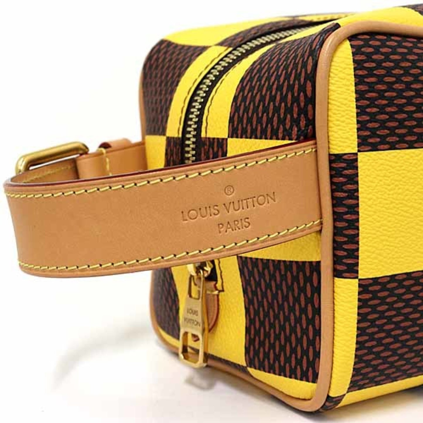 Louis Vuitton Locker Dopp Kit Damier Pop Handbag N40567 Yellow Brown