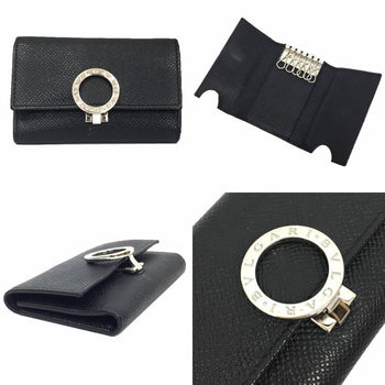 Bvlgari Clip Key Case 38900 Grain Leather Black