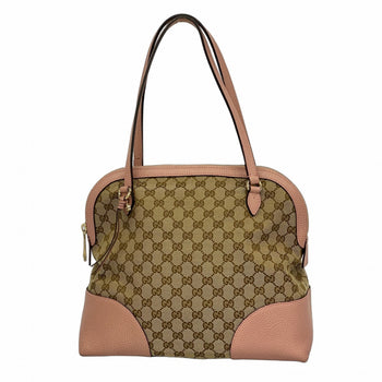 Gucci Gg Canvas Interlocking G Shoulder Bag 449243 Beige Pink Champagne