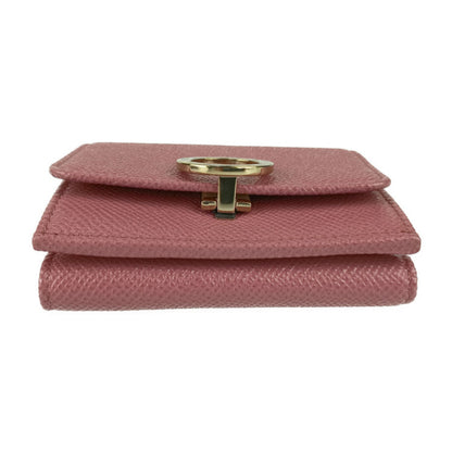 Bvlgari Tri-Fold Wallet 291021 Blush Quartz Pink Calf Leather Compact Clip