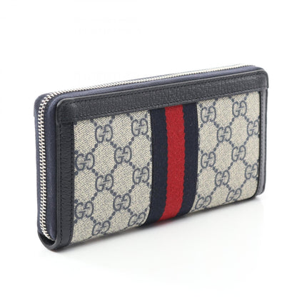 Gucci Ophidia Gg Supreme Sherry Line Round Long Wallet Coated Canvas Leather