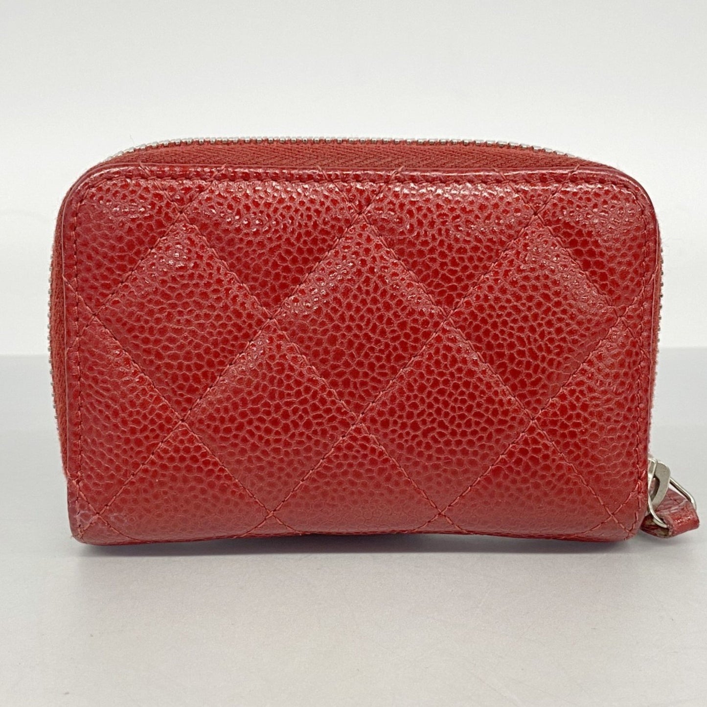 Chanel Wallet/Coin Case Matelasse Caviar Leather Red