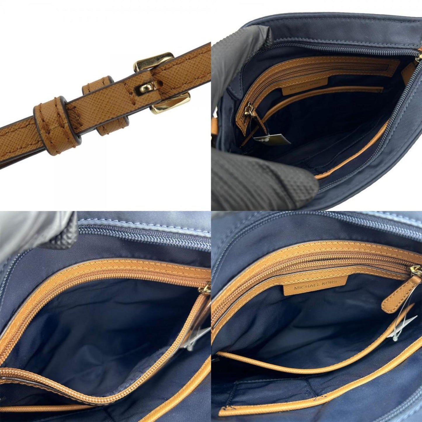 Michael Kors Shoulder Bag 32F7Go2C3C Nylon Leather Navy Brown