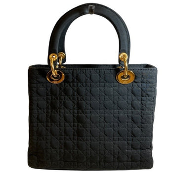 Christian Dior Dior Cannage Lady Black Canvas Bag Handbag