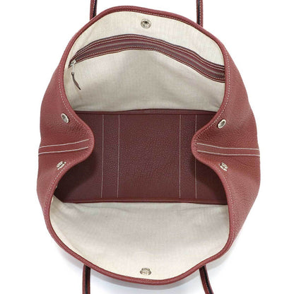 Hermes Herms Garden Party 36 Pm Tote Bag In Negonda Rouge H With Silver Hardware