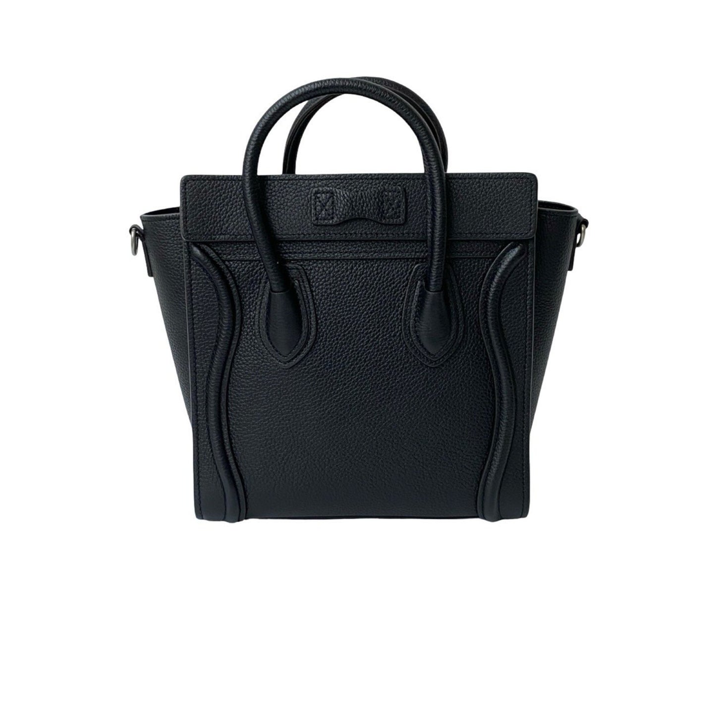 Celine Luggage Nano Shopper Leather Handbag/Shoulder Bag In Black
