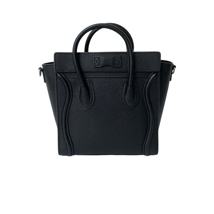 Celine Luggage Nano Shopper Leather Handbag/Shoulder Bag In Black